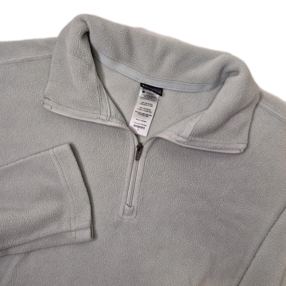 Patagonia Quarter Zip Womens Large Light Gray Fleece Pullover Lightweight Jacket